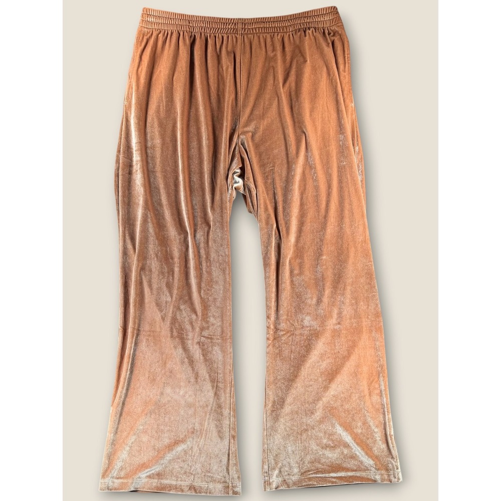 Victoria's Secret PINK Velour Wide Leg Pants Bronze Rhinestone Logo XXL